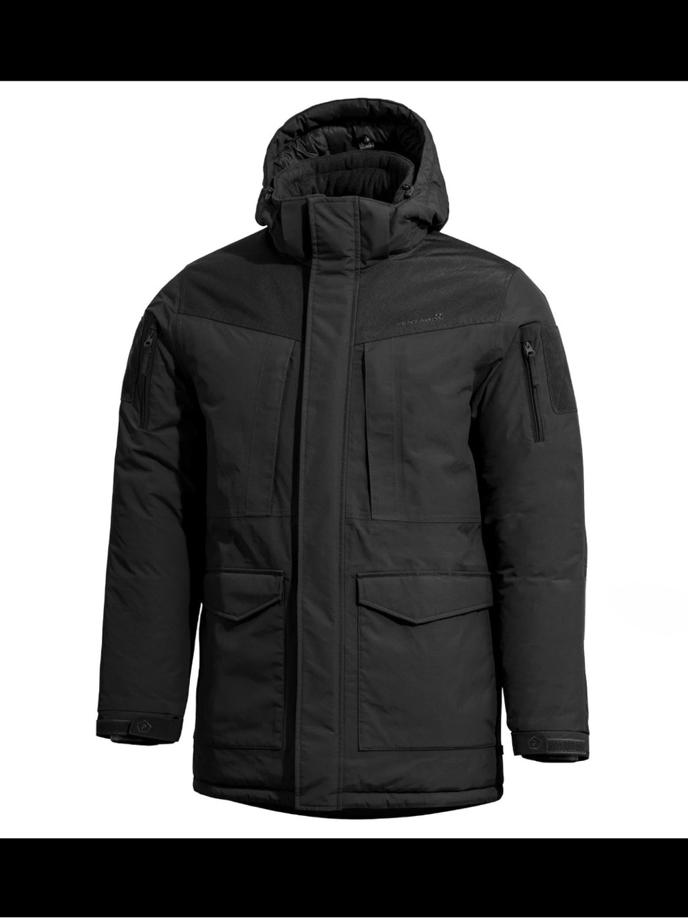 Men's Black Military Field Parka Jacket with Hood